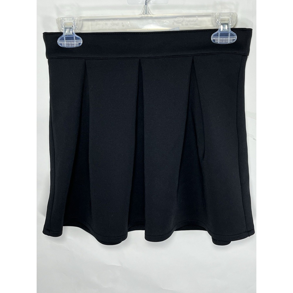Bethany Mota Juniors Sz S Pleated Black Knit Flare Mini Skirt Schoolgirl Classic